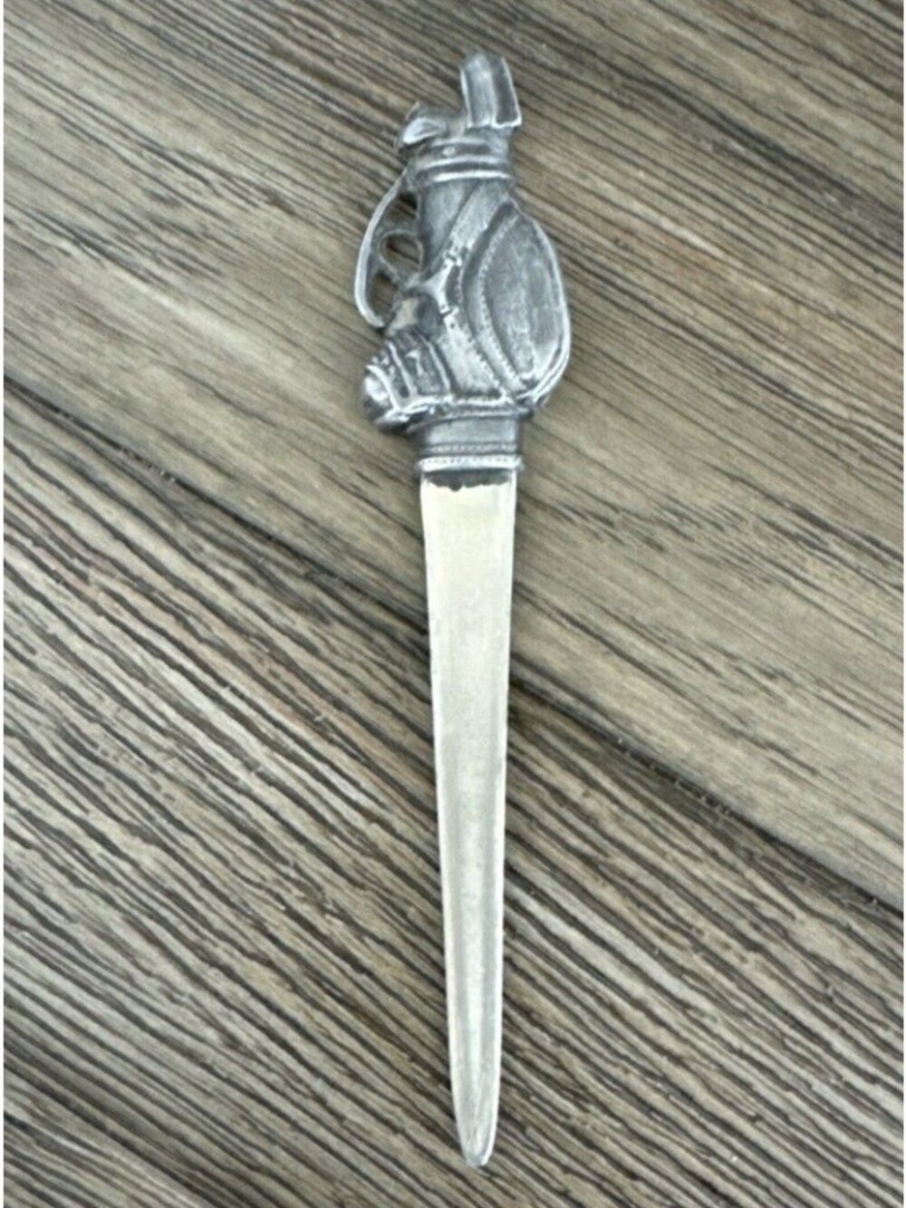 Silver Pewter Letter Opener With Golf Bag Handle Design By Metzke 1985